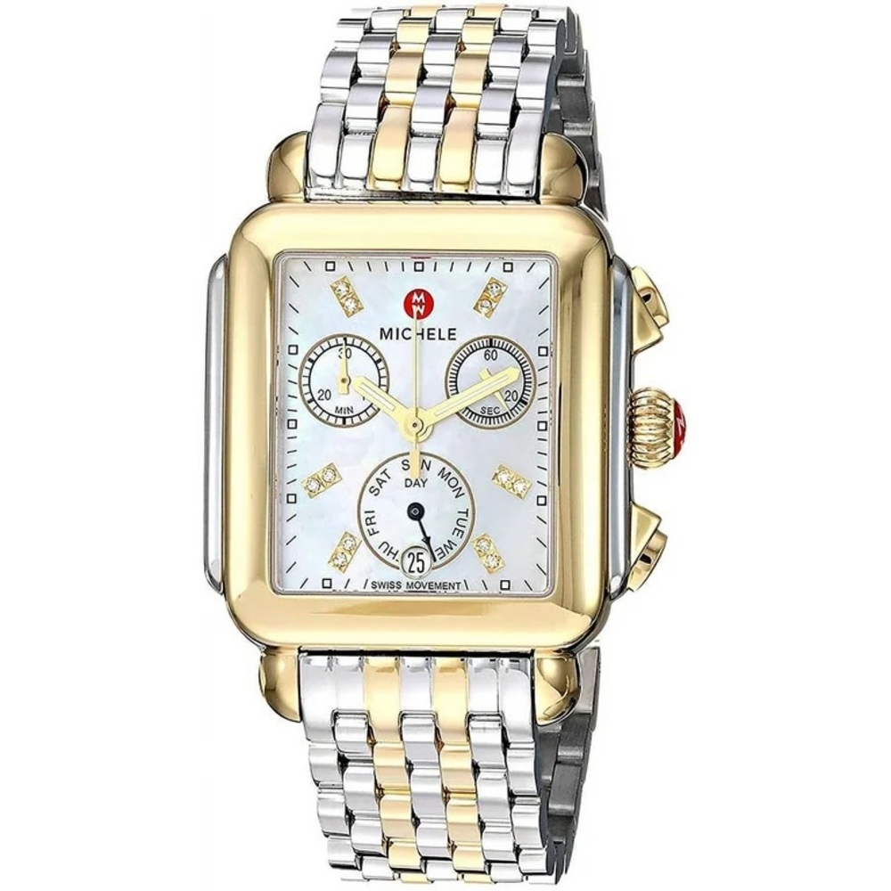 Deco Two-Tone 18K Gold-Plated Diamond Dial Watch